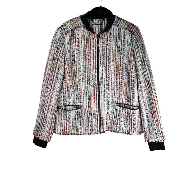 NWOT Elie Tahari Brooke Tweed Zip-Front Bomber Jacket SZ L - Picture 5 of 11
